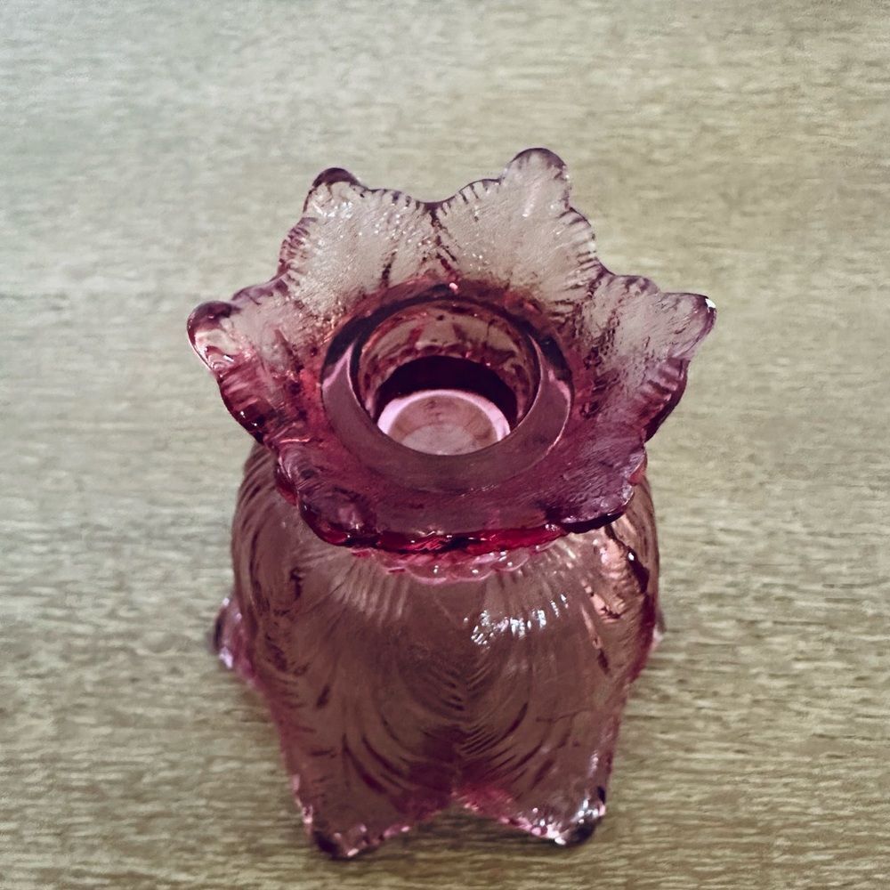 Vintage Fenton Pink Depression Glass Reversible Tulip Candle Holder - Picture 4 of 5